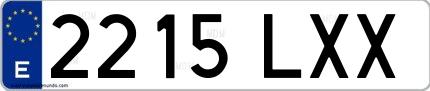 Ejemplo de matrícula española 2215 LXX