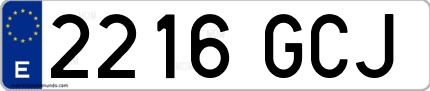 Ejemplo de matrícula de coche ordinaria 2216 GCJ