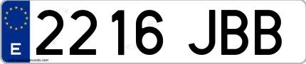 Ejemplo de matrícula española 2216 JBB