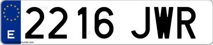Ejemplo de matrícula española 2216 JWR