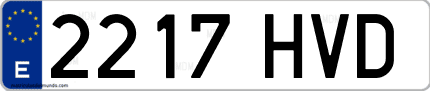 Ejemplo de matrícula de coche ordinaria 2217 HVD