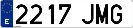 Ejemplo de matrícula española 2217 JMG