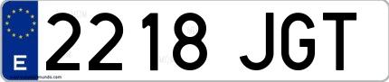 Ejemplo de matrícula española 2218 JGT