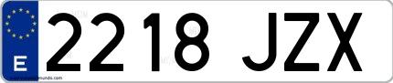 Ejemplo de matrícula española 2218 JZX