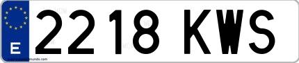 Ejemplo de matrícula española 2218 KWS