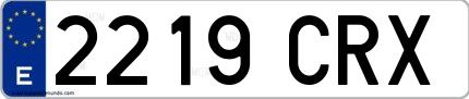 Ejemplo de matrícula española 2219 CRX