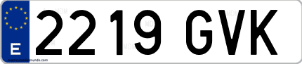 Ejemplo de matrícula de coche ordinaria 2219 GVK