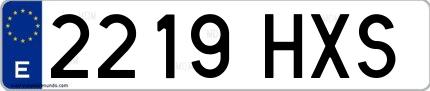 Ejemplo de matrícula española 2219 HXS