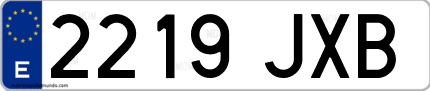 Ejemplo de matrícula de coche ordinaria 2219 JXB