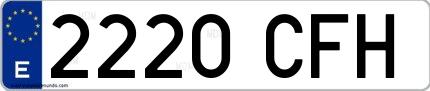 Ejemplo de matrícula española 2220 CFH