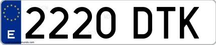 Ejemplo de matrícula española 2220 DTK