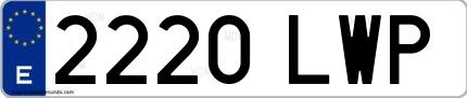Ejemplo de matrícula española 2220 LWP