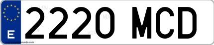 Ejemplo de matrícula española 2220 MCD