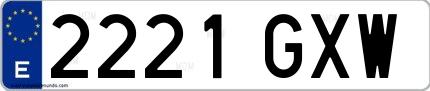 Ejemplo de matrícula española 2221 GXW