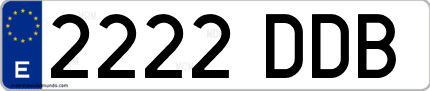 Ejemplo de matrícula de coche ordinaria 2222 DDB