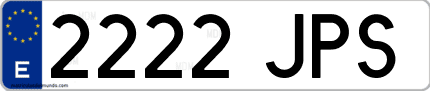 Ejemplo de matrícula de coche ordinaria 2222 JPS