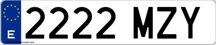 Ejemplo de matrícula española 2222 MZY