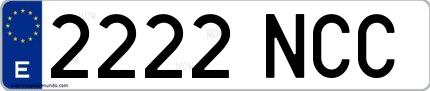 Ejemplo de matrícula española 2222 NCC