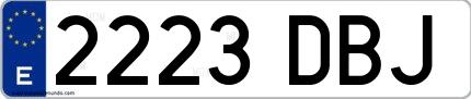 Ejemplo de matrícula española 2223 DBJ