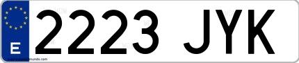 Ejemplo de matrícula española 2223 JYK