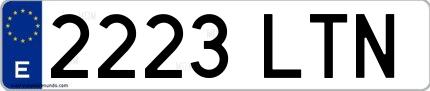 Ejemplo de matrícula española 2223 LTN
