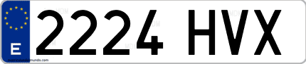 Ejemplo de matrícula de coche ordinaria 2224 HVX
