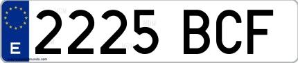 Ejemplo de matrícula española 2225 BCF