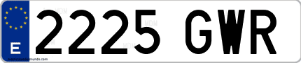 Ejemplo de matrícula de coche ordinaria 2225 GWR