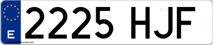 Ejemplo de matrícula de coche ordinaria 2225 HJF