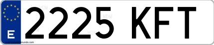 Ejemplo de matrícula española 2225 KFT