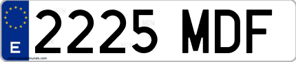 Ejemplo de matrícula de coche ordinaria 2225 MDF