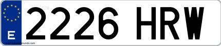 Ejemplo de matrícula española 2226 HRW