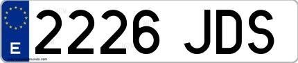 Ejemplo de matrícula española 2226 JDS
