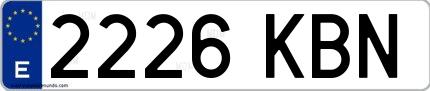 Ejemplo de matrícula española 2226 KBN