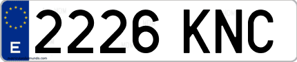 Ejemplo de matrícula de coche ordinaria 2226 KNC