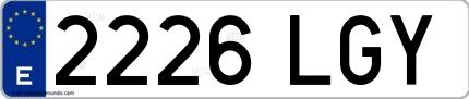 Ejemplo de matrícula española 2226 LGY