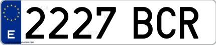 Ejemplo de matrícula española 2227 BCR