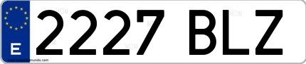 Ejemplo de matrícula española 2227 BLZ