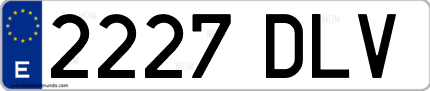 Ejemplo de matrícula de coche ordinaria 2227 DLV