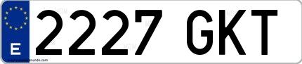 Ejemplo de matrícula española 2227 GKT