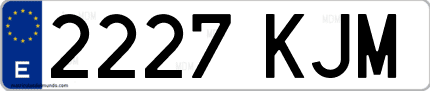 Ejemplo de matrícula de coche ordinaria 2227 KJM