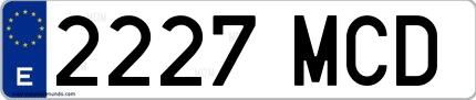 Ejemplo de matrícula española 2227 MCD
