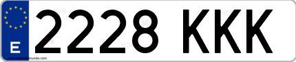 Ejemplo de matrícula de coche ordinaria 2228 KKK