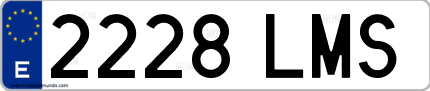Ejemplo de matrícula de coche ordinaria 2228 LMS