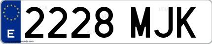 Ejemplo de matrícula española 2228 MJK