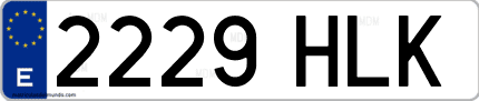 Ejemplo de matrícula de coche ordinaria 2229 HLK