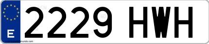 Ejemplo de matrícula española 2229 HWH