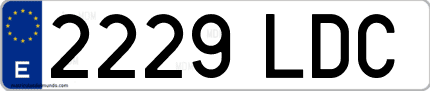 Ejemplo de matrícula de coche ordinaria 2229 LDC