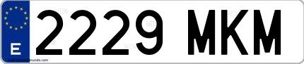 Ejemplo de matrícula española 2229 MKM