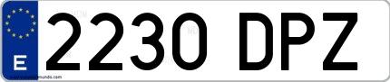 Ejemplo de matrícula española 2230 DPZ